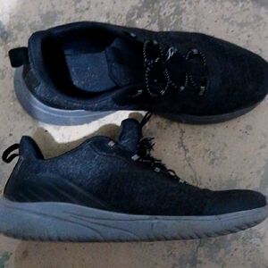 Black and Gray Athletic Shoes with Breathable Knit Upper